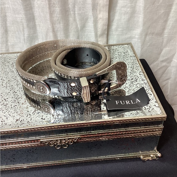 NWT Furla Rhinestone & Chain mesh belt main image 9